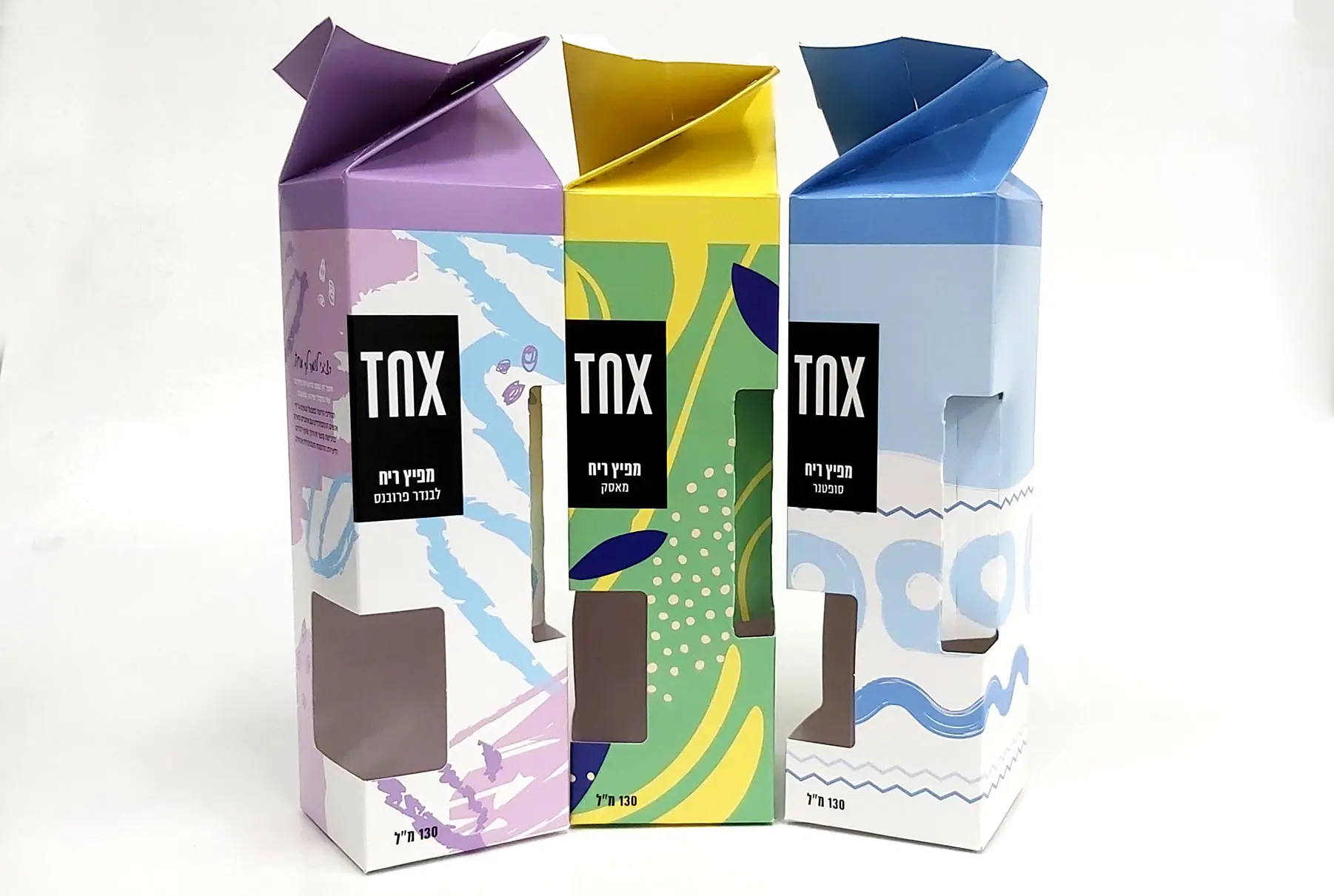 מארזים למוצר TNX - מפיץ ריח בשלושה ריחות שונים